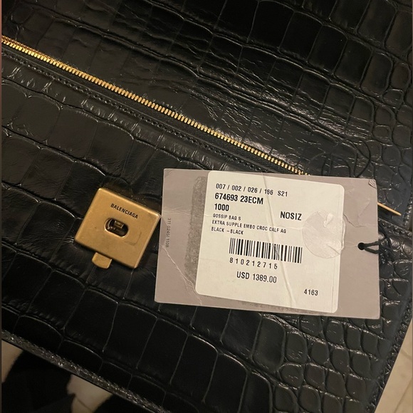 Balenciaga Gossip Small Croc Embossed Leather Shoulder Bag - Picture 16 of 16